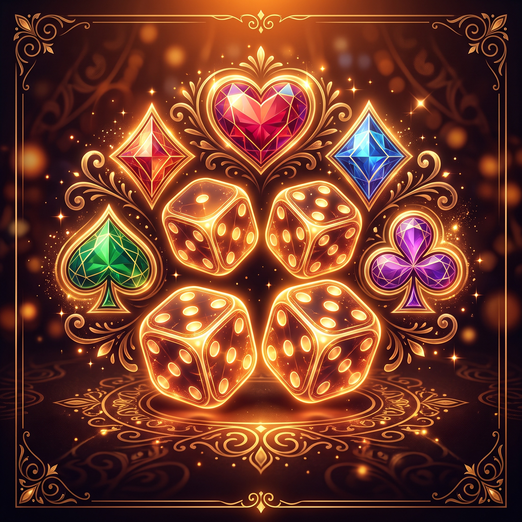 Hiasan gem dan dadu